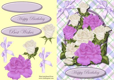 Birthday Roses Decoupage Quick Card Front