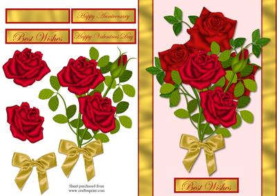 Red Roses Decoupage Quick Card Front