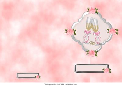 Pink Roses and Flutes Cut and Fold Card