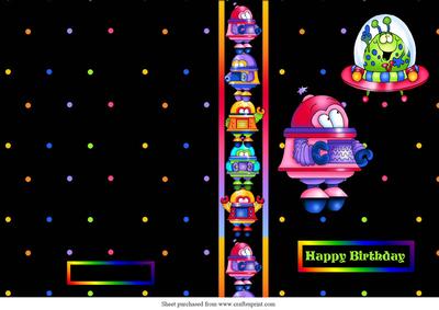 Space Birthday Cut and Fold Card