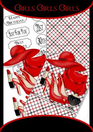 Girls Girls Girls Easel Card with Decoupage