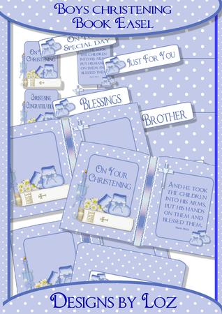 Boys Christening Book Easel Card with Decoupage