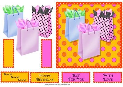 Shop Till You Drop Square Quick Card Front with Decoupage
