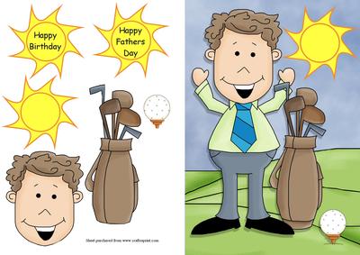 Golfing Fathers Day/male Birthday Quick Card Front