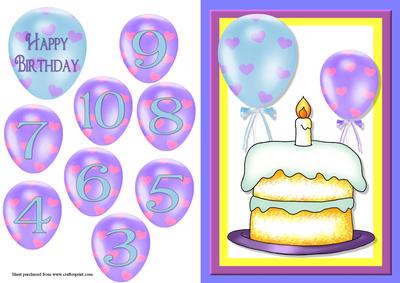 Happy Birthday Cake Quick Card Front with Decoupage