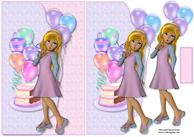 Oooh Birthday Cake Scalloped Envelope Card with Decoupage