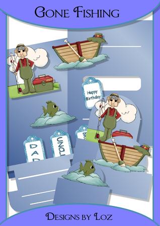Gone Fishing Shelf Card with Decoupage