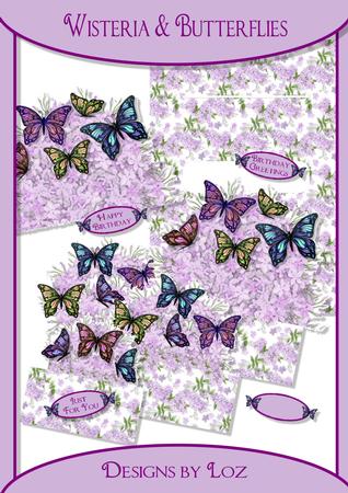 Wisteria & Butterflies 3D Shelf Card with Decoupage
