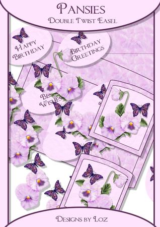 Perfect Pansies Double Twisted Easel Card with Decoupage