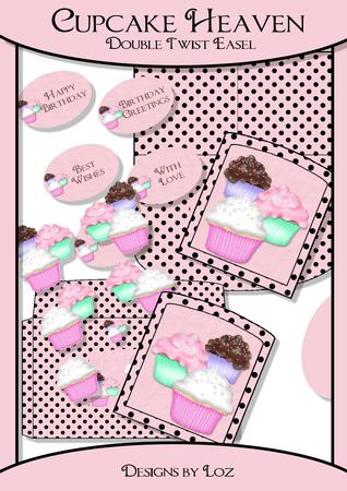 Cupcake Heaven Double Twisted Easel Card with Decoupage