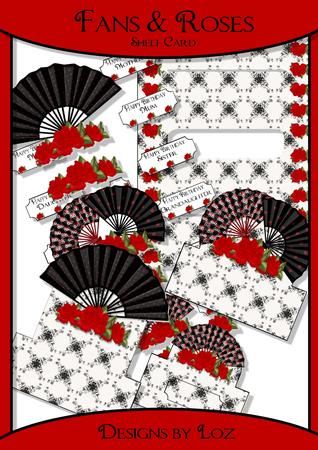 Fans & Roses 3D Shelf Card with Decoupage