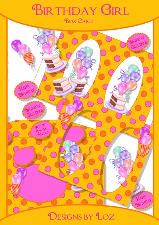 Birthday Girl 3D Box Card Kit with Decoupage