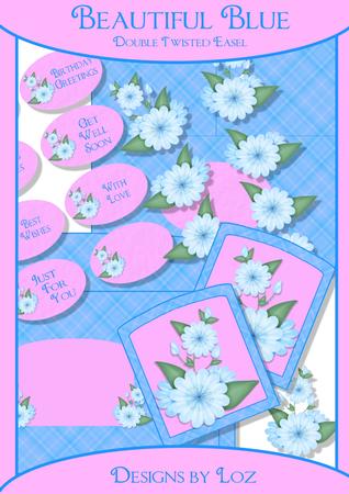 Beautiful Blue Double Twisted Easel Card with Decoupage