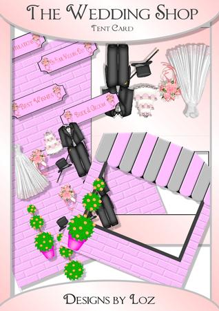 The Wedding Shop 3D Tent Card with Decoupage
