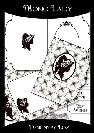 Mono Lady Scallop Card with Decoupage