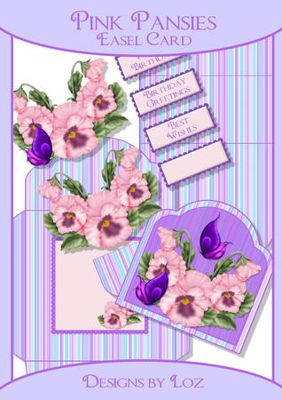 Pink Pansies 3D Easel Kit with Decoupage