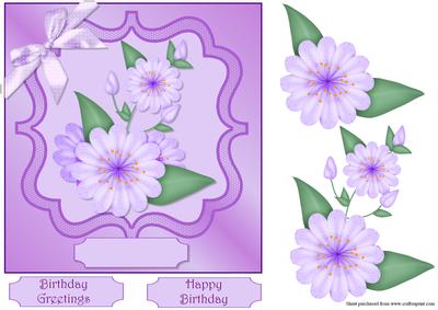 Lovely Lilac Quick Card Front with Decoupage