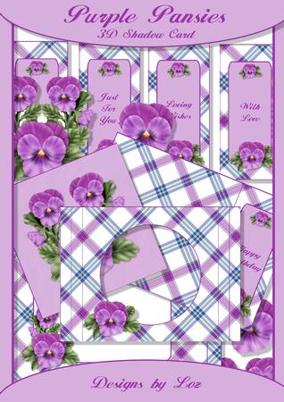 Purple Pansies 3D Shadow Card Kit
