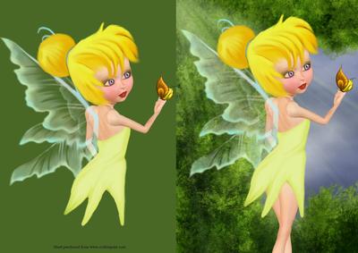 Fairy Tink Quick Card with Decoupage