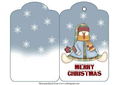 Snowman Tag Shaped Card