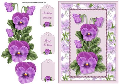 Pansies & Pearls Quick Card with Decoupage