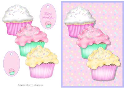 Cupcake Birthday Quick Card Front with Decoupage