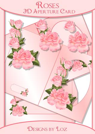 Roses 3D Aperture Card Kit with Decoupage