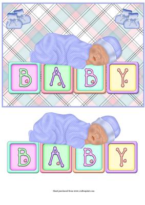 Baby Boy Quick Card Front with Decoupage