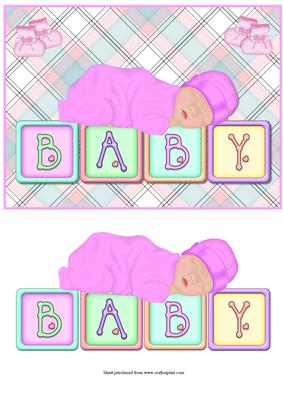 Baby Girl Quick Card Front with Decoupage