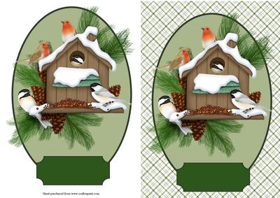 Christmas Birds Quick Card with Decoupage