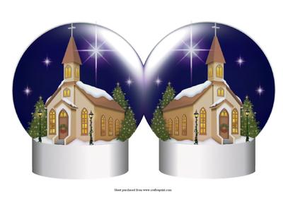 Christmas Snow Globe with Church Scene