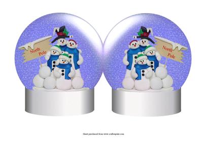 Snowmen Christmas Snow Globe Shaped Card