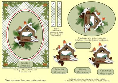 Christmas Birds Spinner Card with Decoupage