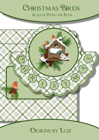 Christmas Birds Scallop Over the Edge Kit with Decoupage