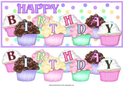 Cupcakes Happy Birthday Dl Card with Decoupage
