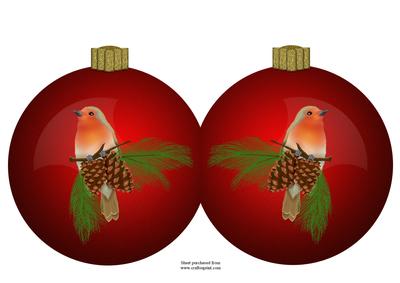 Christmas Robin Red Bauble Shaped Card