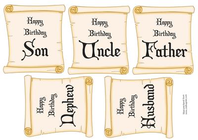 Five Male Word Plaque Birthday Toppers