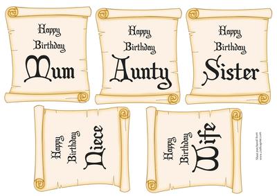 Five Female Word Plaque Birthday Toppers