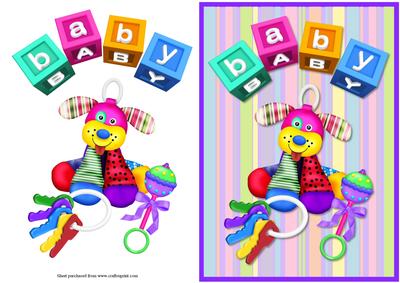 Baby Blocks Quick Card with Decoupage