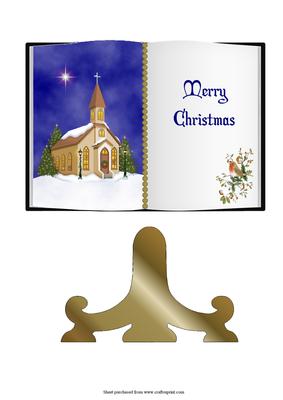 Christmas Church Book Card with Stand