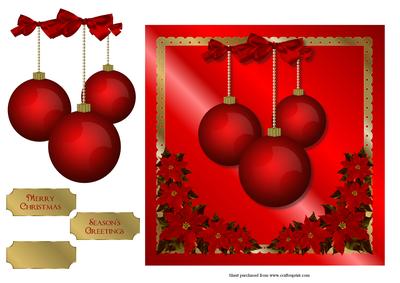 A Trio of Baubles Square Quick Card