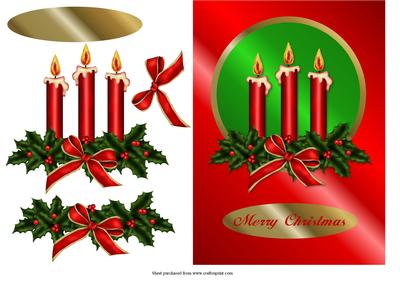 Christmas Candles Quick Card with Decoupage
