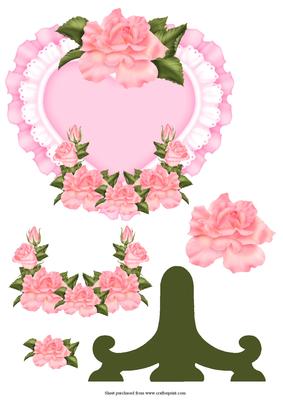 Heart & Roses Quick Card with Decoupage & Stand
