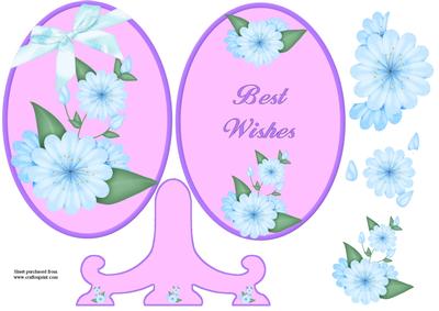 Blue Floral Plate Quick Card with Stand