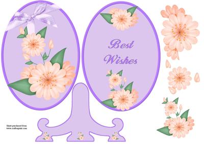 Peach Floral Plate Quick Card with Stand