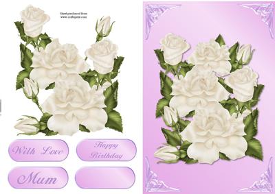 Roses for Mum Quick Card with Decoupage
