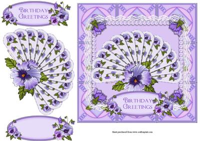 Pansy Square Quick Card with Decoupage