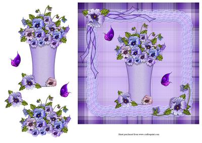 Pansy Bouquet Square Quick Card with Decoupage