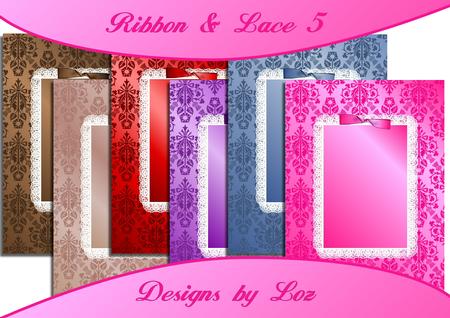6 Ribbon & Lace 5 Card Fronts