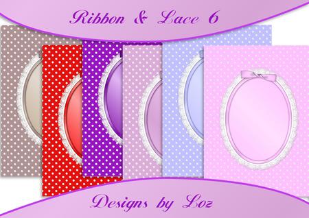 6 Ribbon & Lace 6 Card Fronts